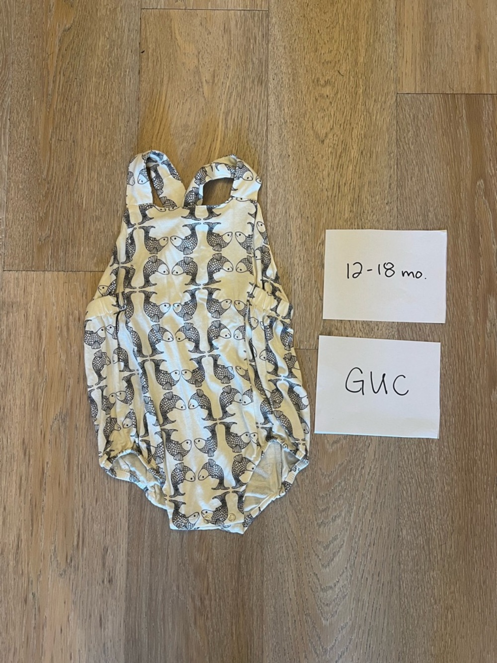 Baby Romper with koi Print - Cream and Black